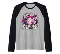 Hello Nine 9ème Anniversaire Coquette Bow Girl Bunny Manche Raglan