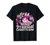 Hello Nine 9ème Anniversaire Coquette Bow Girl Bunny T-Shirt
