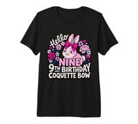 Hello Nine 9ème Anniversaire Coquette Bow Girl Bunny T-Shirt Haut de Gamme