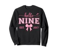 Hello Nine Est 2017 Nœud Coquette 9ème Anniversaire Fille Sweatshirt