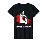 Hello Ottawa I Love Canada Carte Drapeau Fière Canadienne Maman Papa T-Shirt Graphique avec Valeur, Femme, Noir, XS