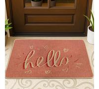 Hello Paillasson moderne et décontracté en caoutchouc antidérapant pour maison, intérieur, extérieur, entrée, porche, décoration 73,6 x 43,2 cm