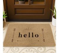 Hello Paillasson moderne et minimaliste en forme de pointe de flèche - Marron - Antidérapant - Attrape la saleté - Décoration extérieure pour porte d'entrée, terrasse - 73,6 x 43,2 cm