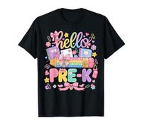 Hello Pre-K Rainbow Pencil Bow Back to School Girls T-Shirt