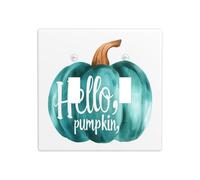 Hello Pumpkin Light Teal Simple Minimaliste Double Gang Toggle Plaque murale Interrupteur Décor Taille standard - 11,4 x 11,4 cm