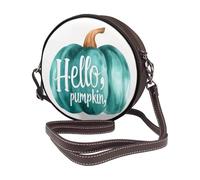 Hello Pumpkin Light Teal Simple Minimaliste Femmes Round Crossbody Bags Leather Sling Bag Purse