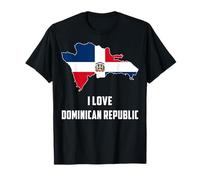 Hello Santo Domingo I Love Dominican Republic Carte Drapeau imprimé T-Shirt