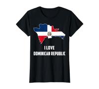 Hello Santo Domingo I Love Dominican Republic Carte Drapeau imprimé T-Shirt Graphique avec Valeur, Femme, Noir, M