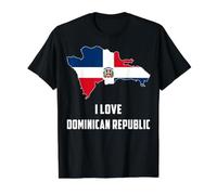 Hello Santo Domingo I Love Dominican Republic Carte Drapeau imprimé T-Shirt Graphique avec Valeur, Homme, Noir, S