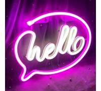 HELLO Sign de néon rose + blanc USB ou batterie Décoration murale de néon LED Sign de à économie d'énergie et stable Lumière nocturne Fête de Noël Chambre d'enfants de mariage