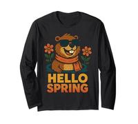 Hello Spring Groundhog Lunettes de Soleil Fleurs Manche Longue