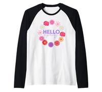 Hello Spring Sunny Sun Flower Femme Pâques Fête des Mères Amour Manche Raglan