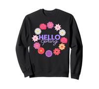 Hello Spring Sunny Sun Flower Femme Pâques Fête des Mères Amour Sweatshirt