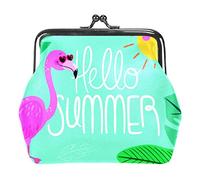 Hello Summer Flamingo Portefeuilles en Cuir PU pour Femmes Mini Boucle Porte-Monnaie pour Filles