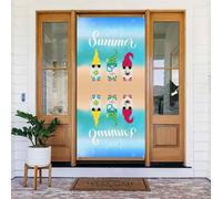 Hello Summer Gnomo 1 x Couverture de Porte Décorative Décoration de Bannière de Porte Intérieur Extérieur Printemps Été Automne Hiver Halloween Décorations de Noël