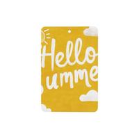 Hello Summer On Yellow With Sun Clouds Lot de 4 désodorisants de voiture à suspendre Cartes parfumées pour tablettes d'aromathérapie de voiture