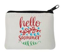 Hello Summer Porte-monnaie en néoprène avec logo de police écrit à la main Blanc 10 x 11 cm