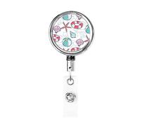 Hello Summer Star Beach Sign Porte-Badge Rétractable Reel Clip Id Card Holder forNurse Student Office Worker