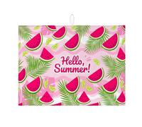 Hello Summer Tapis de séchage à vaisselle en microfibre pour comptoir de cuisine, motif feuilles de pêche tropicale, tapis de séchage en microfibre pour comptoir de cuisine, 45,7 x 61 cm