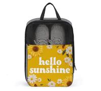 Hello Sunshine and Sunflower on Yellow Shoe Bag for Travel Daily Use Anti-Dust Storage Carrier Golf Shoe Pouch