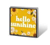 Hello Sunshine and Sunflower on Yellow Unisex Broches & Pins Square Lightweight Revers Badge Bijoux pour Vêtements Châle Chapeau