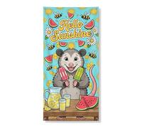Hello Sunshine Bannière décorative colorée sur le thème des animaux d'été pour porte d'entrée, intérieur et extérieur, toile de fond à suspendre pour festival, vacances, 91,4 x 183 cm