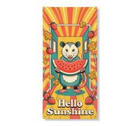 Hello Sunshine Bannière décorative vintage motif animal fruits pour fêtes d'été, décoration saisonnière intérieure ou extérieure 91,4 x 183 cm