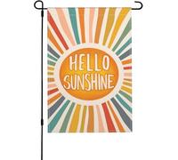 Hello Sunshine Drapeau de jardin coloré, double face, motif saisonnier d'été, ferme, vacances, extérieur, cour, drapeau décembre