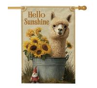 Hello Sunshine Drapeau de jardin en alpaga, bannière décorative double face en toile de jute, drapeau de bienvenue saisonnier printemps été 71,1 x 101,6 cm