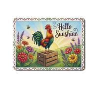 Hello Sunshine Tapis de séchage à vaisselle pour comptoir de cuisine, tapis en caoutchouc absorbant motif coq coloré, tapis de séchage rustique pour café, bar, 45,7 x 61 cm