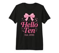 Hello Ten Est 2016 Nœud Coquette 10ème Anniversaire Fille 3 T-Shirt Haut de Gamme