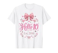Hello Ten Est 2016 Nœud Coquette 10ème Anniversaire Fille T-Shirt