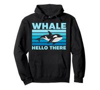 Hello There Orca Whale Design rétro à Rayures Sweat à Capuche