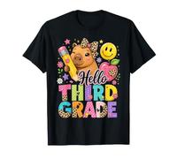 Hello Third Grade Capybara Leopard Bow Back to School Girls T-Shirt