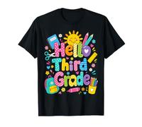 Hello Third Grade Girl Cute School Supplies Back to School T-Shirt