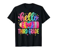 Hello Third Grade Rainbow Pencil Bow Back to School Girls T-Shirt