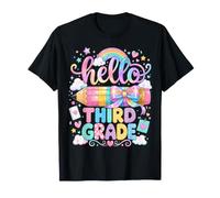 Hello Third Grade Rainbow Pencil Bow Back to School Girls T-Shirt
