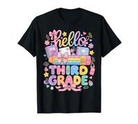 Hello Third Grade Rainbow Pencil Bow Back to School Girls T-Shirt