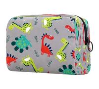 Hello Trousse à maquillage pour femme Motif dinosaure Rouge/vert/bleu Grande trousse de toilette de voyage avec fermeture éclair, multicolore, 18.5x7.5x13cm/7.3x3x5.1in, Trousse de toilette