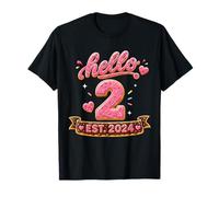 Hello Two Sweet Cookie Second Birthday Est 2025 Party T-Shirt