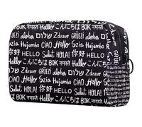 Hello Word Trousse de maquillage pour femme avec fermeture éclair, multicolore, 18.5x7.5x13cm/7.3x3x5.1in, Trousse de toilette