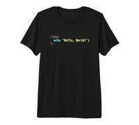 Hello World Code PHP - Dark Syntax Scheme Coder Design T-Shirt Haut de Gamme