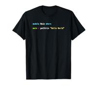 Hello World Haskell Code - Dark Syntax Scheme Coder Design T-Shirt
