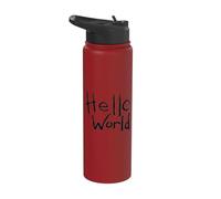 Hello World Pinceau pour lettrage Motif premier code Stainless Steel Insulated Water Bottle
