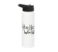 Hello World Pinceau pour lettrage Motif premier code Stainless Steel Insulated Water Bottle