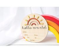 Hello World Sunshine Rainbow - Anuncio de nombre y medidas para bebé recién nacido en el hospital, nacimiento, embarazo, baby shower regalo