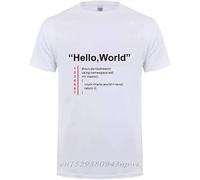 Hello World T Shirt Father's Day Present Funny Birthday Gift for Dad Men Husband Boyfriend Geek Team Programmer Cotton T-Shirt Manches Courtes(XX-Large)