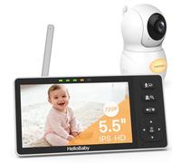 HelloBaby Baby Monitor Camera, 5.5 inch Split IPS Screen, Baby Monitor Without WiFi, 4000 mAh Battery, Two-Way Call, Night Vision, ECO, Temperature Display, 8 Lullabies, 1080P, 305 m