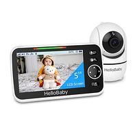 HelloBaby Babyphone Caméra, 5'' Moniteur Vidéo Camera Bébé, Surveillance Baby Phone Camera sans Fil WiFi, Pan-Tilt-Zoom, VOX, Communication Bidirectionnelle Vision Nocturne, Température
