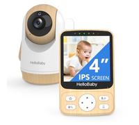 HelloBaby Babyphone Caméra sans WiFi ，Ondes PTZ 4" Vision Nocturne, Autonomie 26h (2800mAh), Portée 300m, Alerte Température and Pleurs, Montage Murale,Voyage